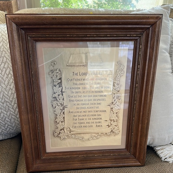 Vintage Brown Framed Lord's Prayer Wall Art - Picture 5 of 11